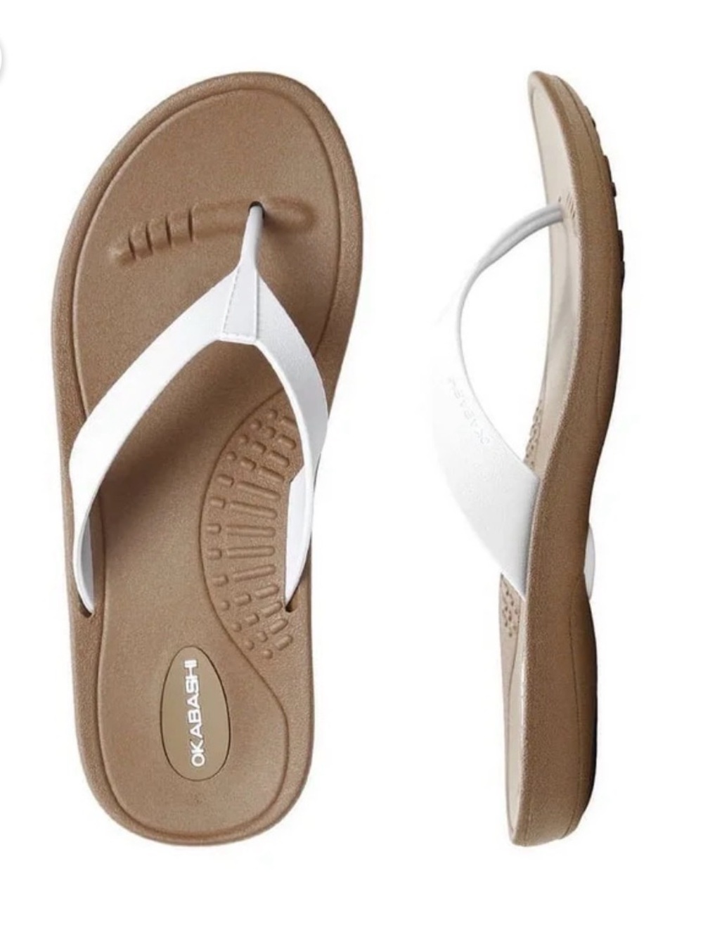 Okabashi Womens Baha Flip Flop Toffee/Vanilla Size 7 Contoured Footbed W/Arch
